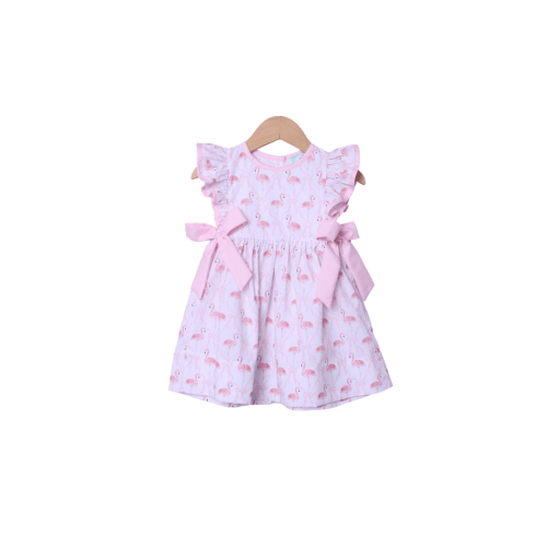 Fancy Flamingo Ruffle Bow Dress
