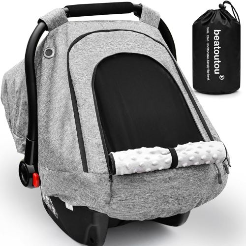 Baby Car Seat Cover,Patented Waterproof Baby Carseat Cover for Boys & Girls,Infant Car Seat Cover Canopy for Girls,Windproof Car Seat Canopy for Boys, Keeps Babies Warm and Cozy (Gray)