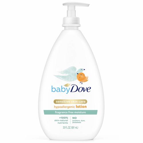 Baby Dove Face and Body Lotion for Sensitive Skin Sensitive Moisture Fragrance-Free Baby Lotion 20 oz