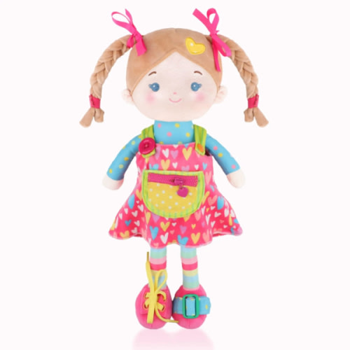 Leyadoll Personalized Baby Doll Gifts Plush Curly Girl Toys with Love 16" Pink – Leya Doll