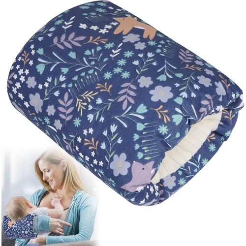 Baby Nursing Arm Breastfeeding Pillow Soft Cotton Bottle Feeding Pillows for Newborn (Blue Forest)