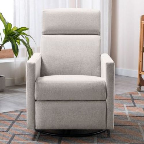 Modern Armchair Rocker Chair,living Room Comfy Single Sofa Chair Upholstered Rocker Chair Seating Glider Swivel Recliner Tan-cuddlewood