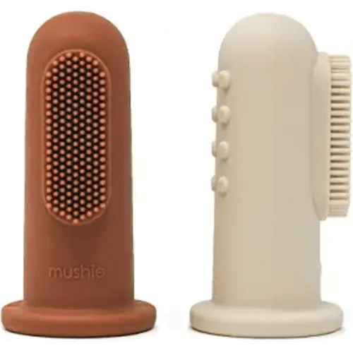 mushie Baby Finger Toothbrush (Clay/Shifting Sand) 2-Pack
