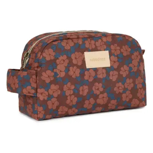 Hyde Park Maroon Poppies waterproof toiletry bag | Brick red