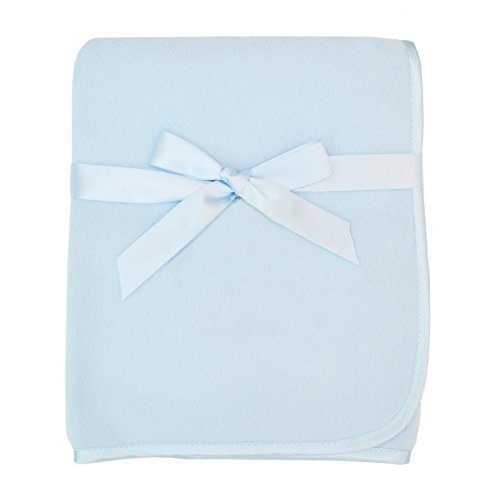 American Baby Company Fleece Blanket with Silk-Like Satin Trim, Soft, Warm & Cozy, Blue, 30" x 30" for Boys and Girls, Perfect for Baby Carrier, Stroller, Travel and Gifting