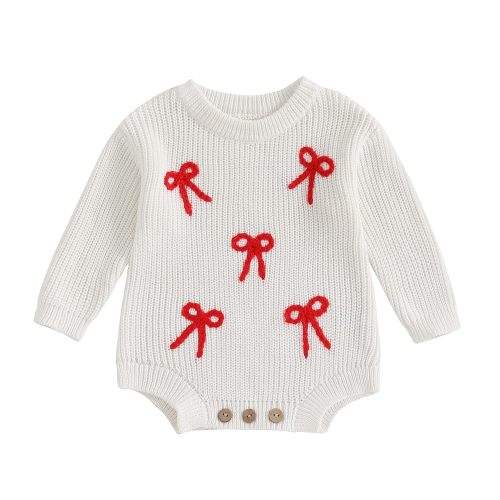 Adobabirl Baby Girl Boy Knitted Sweater Bubble Romper Long Sleeve Jumpsuit Festival Outfit Fall Winter Spring Clothes