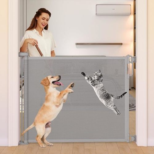 Momcozy Baby Gate 41'' Tall 118'' Wide 【 Extra Wide 】 for Large Opening Retractable Baby Gates for Child and Large Pets Safety Dog Gate for Stairs, Doorways, Hallways, Indoor, Outdoor