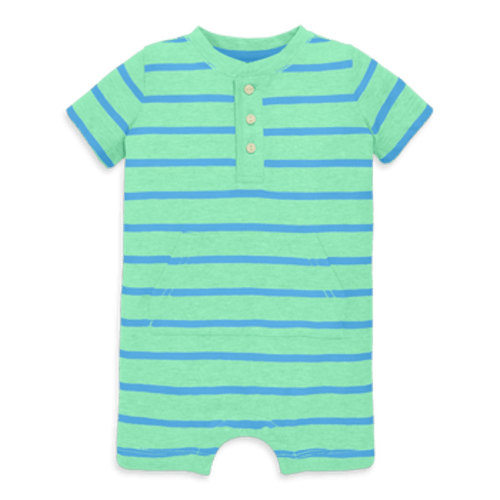 Baby Heathered Henley Shortie In Stripe, 3-6M