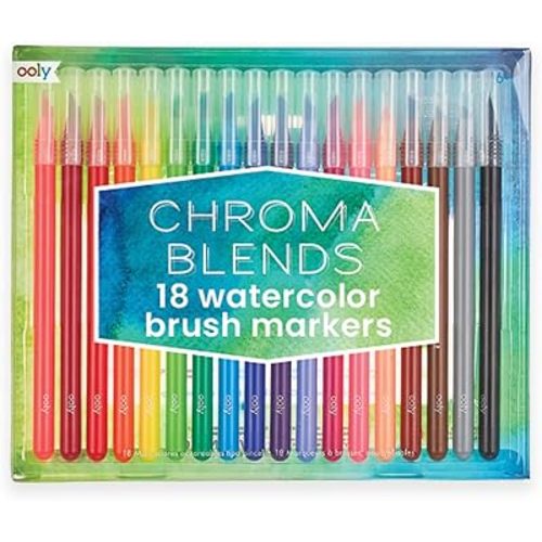 Ooly Chroma Blends Watercolor Brush Markers - Set of 18