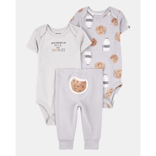Baby 3-Piece Milk & Cookies Little Character Set® - Grey