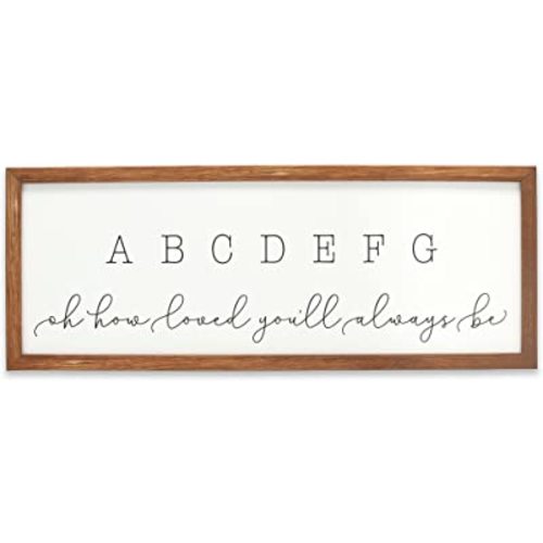 Open Road Brands ABC Nursery Wall Art - Large Modern Alphabet Nursery Picture - ABCDEFG Oh How Loved You'll Always Be