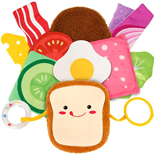 GiftAmaz Multi-Sensory Soft Sandwich Infant Toy, 12 Pieces Montessori Sensory Textured Toys for Babies, Fill and Spill Toys for Babies, Soft Sensory Baby Sandwich Birthday Toy for Over 6 Months