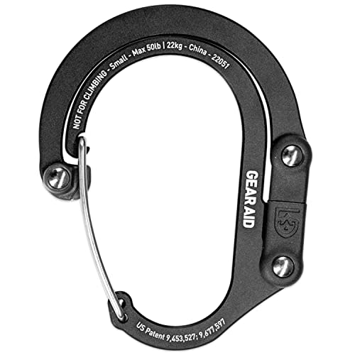 GEAR AID HEROCLIP (Small) Carabiner Gear Clip and Hook, for Hanging Bags, Purses, Lanterns, Strollers, Tools, Helmets, Water Bottles, and More