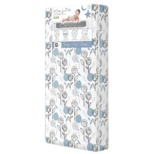 Dream On Me Nap Nest 6" Crib and Toddler Innerspring Mattress - Teal Flowers: 2-Stage Infant-Toddler, Vinyl Cover, Firm Side/Soft Side, 12 lbs
