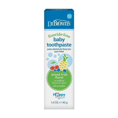 Dr. Brown's Fluoride-Free Baby Toothpaste, Infant/Toddler Oral Care, 0-3Y, Mixed Fruit, 1.4oz, 1 Pack