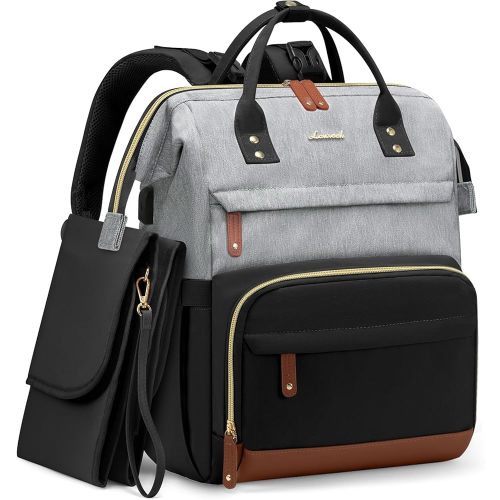 LOVEVOOK Diaper Bag Backpack, Baby Bag with Changing Station, Large Diaper Backpack for Moms Dads, Waterproof Leather Accents Baby Boy and Girl Bag for Travel Baby Essentials