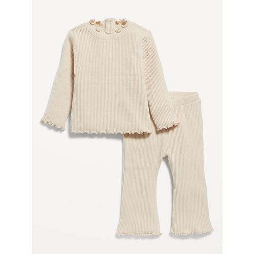Plush Cozy-Knit Top & Flare Pants Set for Baby