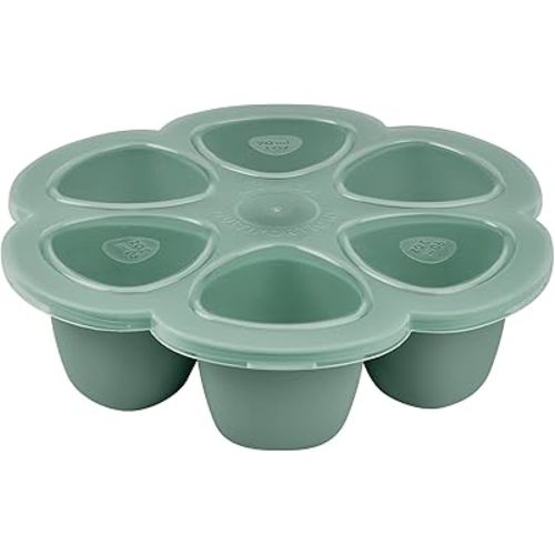BEABA Multiportions Silicone Baby Food Storage Container, Baby Food Containers, Food Storage Container, Snack Containers, Baby Essentials, 3 oz, (Sage)