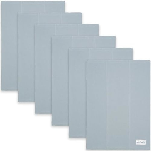 Comfy Cubs Baby Burp Cloths Set (Pack of 6) - Large, 6-Layer, Ultra Absorbent 100% Cotton for Infant Spit-Up, Drool, and Messes - Soft, Gentle, Thoughtful New Born Baby Gifts, Pacific Blue