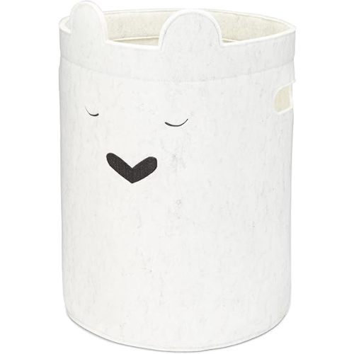 Parker Baby Bear Felt Laundry Hamper | Spacious & Collapsable Storage Basket for Nursery | Lightweight Laundry Hamper Basket with Flexible & Sturdy Handles | Neutral Colors & Fits Any Room
