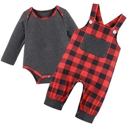 Baby Boy Clothes Long Sleeve Animal Print Romper Baby Boy Outfits Plaid Overalls Infant Boy Clothes