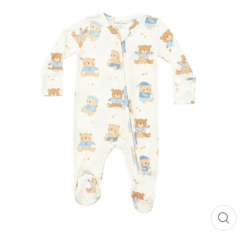 2 Way Zipper Footie - Teddy Bears Blue