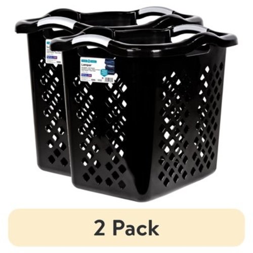(2 pack) Home Logic Lamper 2 Bushel Laundry Basket, Black/Silver