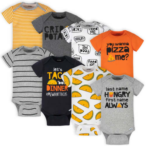 8-Pack Baby Neutral Taco Onesies® Brand Bodysuits- 0-3 months