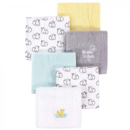 Luvable Friends Baby Unisex Super Soft Cotton Washcloths, Duck, One Size