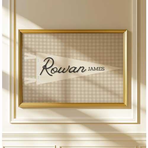 Personalized Nursery Name Sign | Vintage Pennant Wall Art | Custom Baby Name Print | Nursery Wall Decor Digital Download