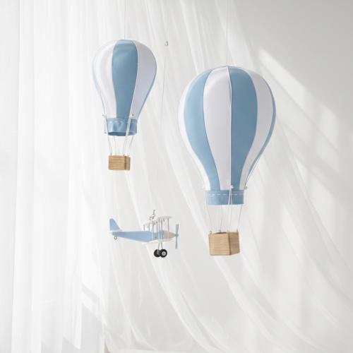 Hot Air Balloon & Airplane Decoration, Baby Blue Nursery Hanging Set, Aviation Travel Theme Decor