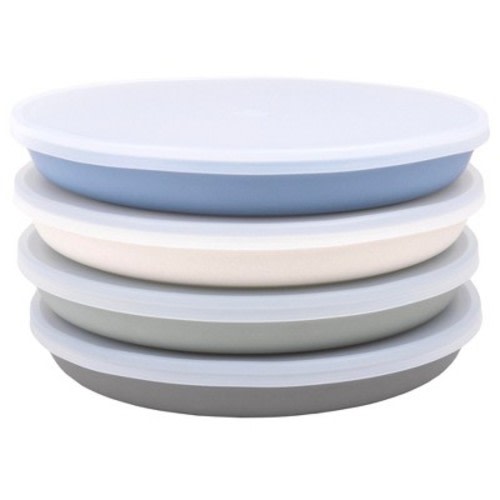 WeeSprout Bamboo Plates, Kid-Sized, Bamboo Plates for Kids - With Lids, Set of 4