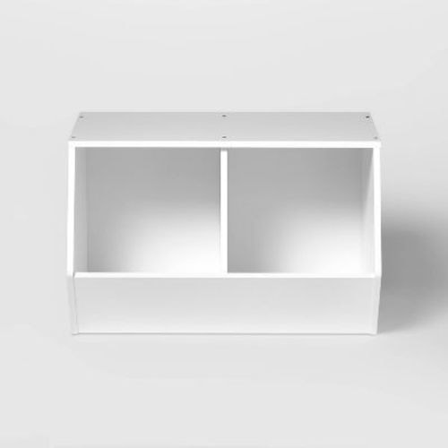 Stackable Laminate 2-compartment Kids' Storage Bin White - Pillowfort™