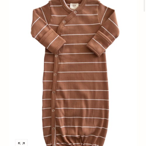 Saddle Stripe / Organic Ribbed Gown – SpearmintLOVE