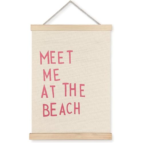 Luvadian Meet Me at the Beach Poster Hanger Frame - Coastal & Pink Dorm Room Decor, Beach Wall Art, 12x16 Inches