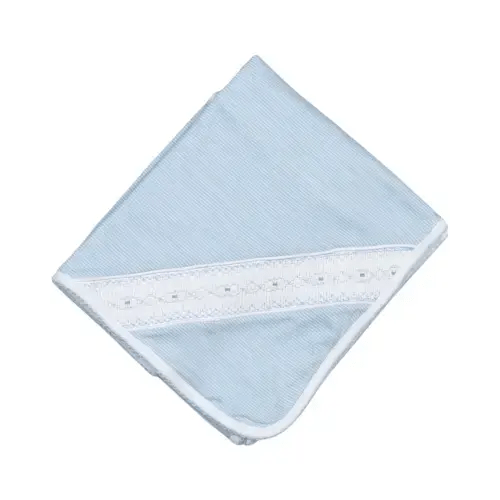 Hand Smocked Tim Blue Stripes Pima Boys Receiving Blanket