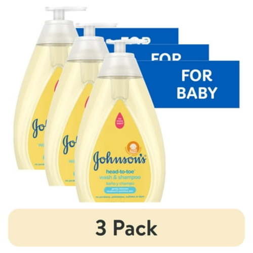 (3 pack) Johnson's Head-To-Toe Tear Free Infant Baby Bath Body Wash Soap and Shampoo, 27.1 oz