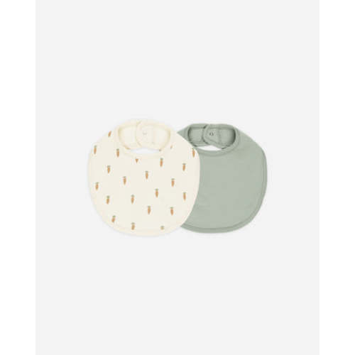 Jersey Snap Bib, 2 Pack || Carrots, Sage
