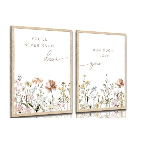 libitea 2 Pcs Wildflower Nursery Wall Art Flower Botanical Sentence Poster Painting Picture Wall Decor Boho Girl Nurseries PrintArtwork for Nursery Baby Room Living Room Bedroom Home Decoration