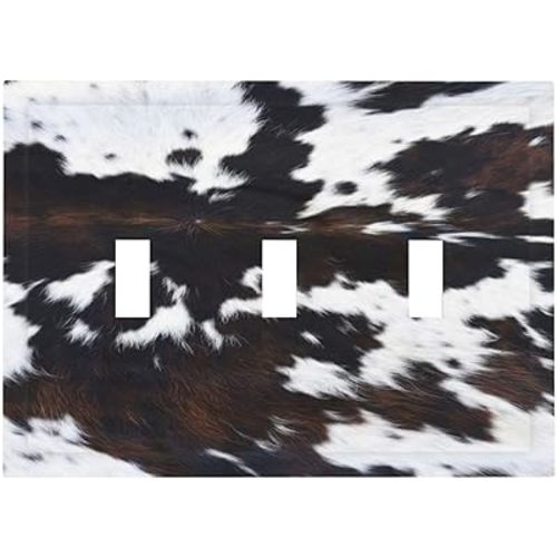 Western Farm Highland Cow 3 Gang Light Switch Covers Triple Toggle Wall Plate Decorative Switchplate Electrical Faceplate For Farmhouse Bathroom Bedroom Decor