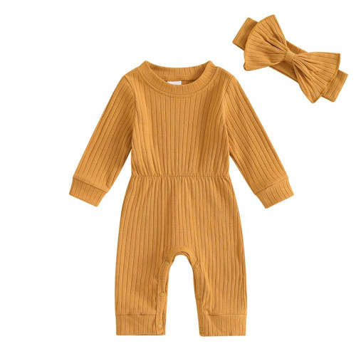 Baby Girls 2Pcs Fall Outfit Long Sleeve Round Neck Ribbed Full Leg Jum – August + Willow