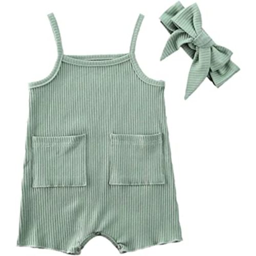 Baby Girl Boy Romper Bodysuit Solid Plain One Piece Jumpsuits Sleeveless One Piece Baby Clothes Outfits Summer
