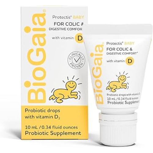 BioGaia Baby Probiotic Drops - Colic & Gas Relief + Vitamin D, 50-Day Supply, Safe for Newborns, Reduces Crying, Fussing, Colic, Gas, Spit-ups & Constipation, No allergens, Dairy or Soy
