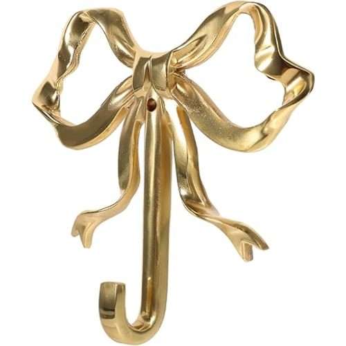 Zerodeko Bow Hook Bow Shaped Wall Hook Wall Peg Hook Single Hanger Vintage Wall Hooks Towel Robe Hook Gold Wall