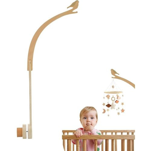 Bird Shape Crib Mobile Arm, 30 Inch Baby Crib Mobile for Boys and Girls, Adjustable Wooden Baby Mobile Holder for Crib, Baby Mobile Hanger, Perfect Nursery Décor and Gift
