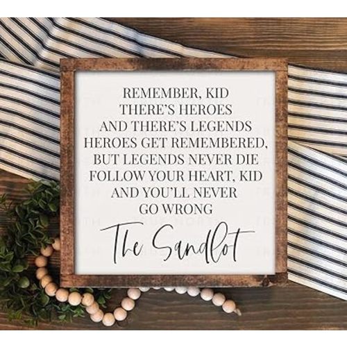 asbwuo The Sandlot Sign | Wooden Sign Home Decor | House Warming Gift | Wall Art | Boho and Farm House Decor | Gift for Her 8x8 Inch