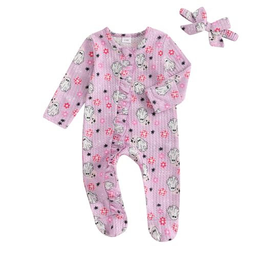 Ayalinggo Newborn Baby Girl Fall Winter Outfits Clothes Knit Jumpsuit Ruffle Romper Newborn Coming Home Outfit for Baby Girl