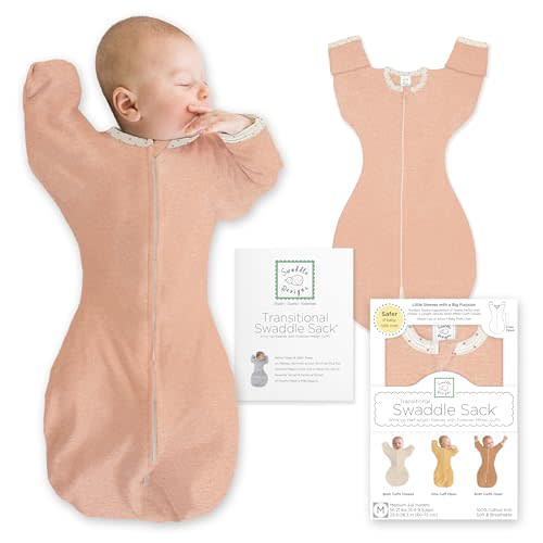 SwaddleDesigns Transitional Swaddle Sack, Arms Up Half-Length Sleeve & Mitten, Most Gradual Transition Swaddle for Newborn