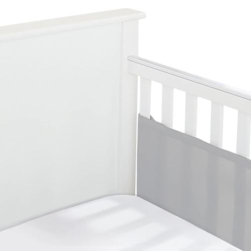 BreathableBaby Breathable Mesh Liner for Full-Size Cribs, Classic 3mm Mesh, Gray (Size 2FS Covers 2 Sides)