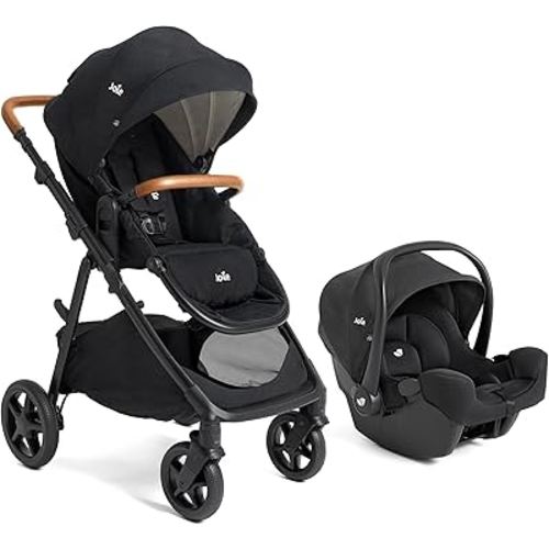 Ginger and Rue Travel System – 4-in-1 Travel System with Lightweight Baby Car Seat and an Included Anti-Rebound Base for Easy Install and Pramette Stroller (Shale)